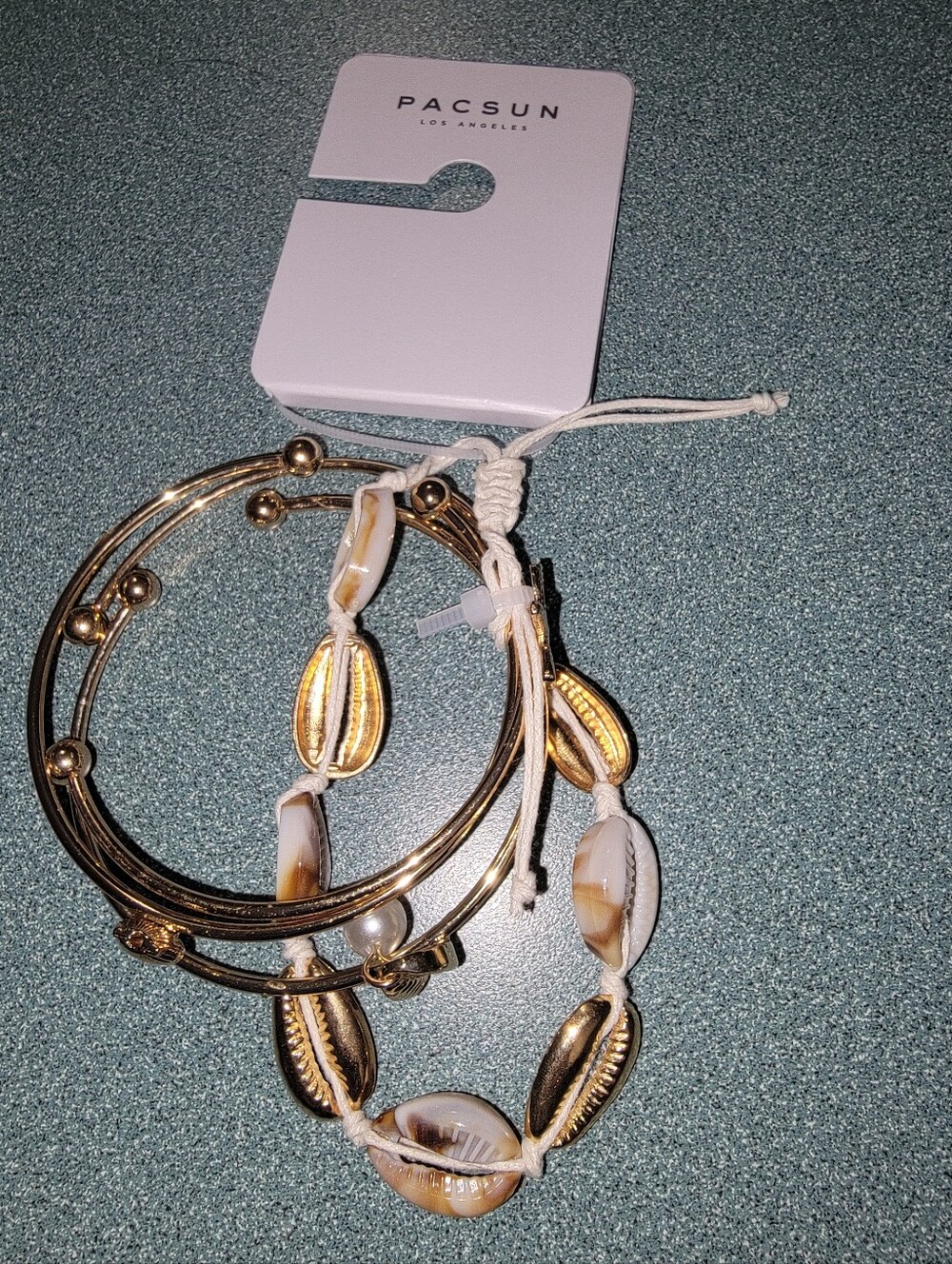 NWT PacSun Coastal Bracelet Set | Gold Tone Shell & Starfish Bracelets | 4 Piece